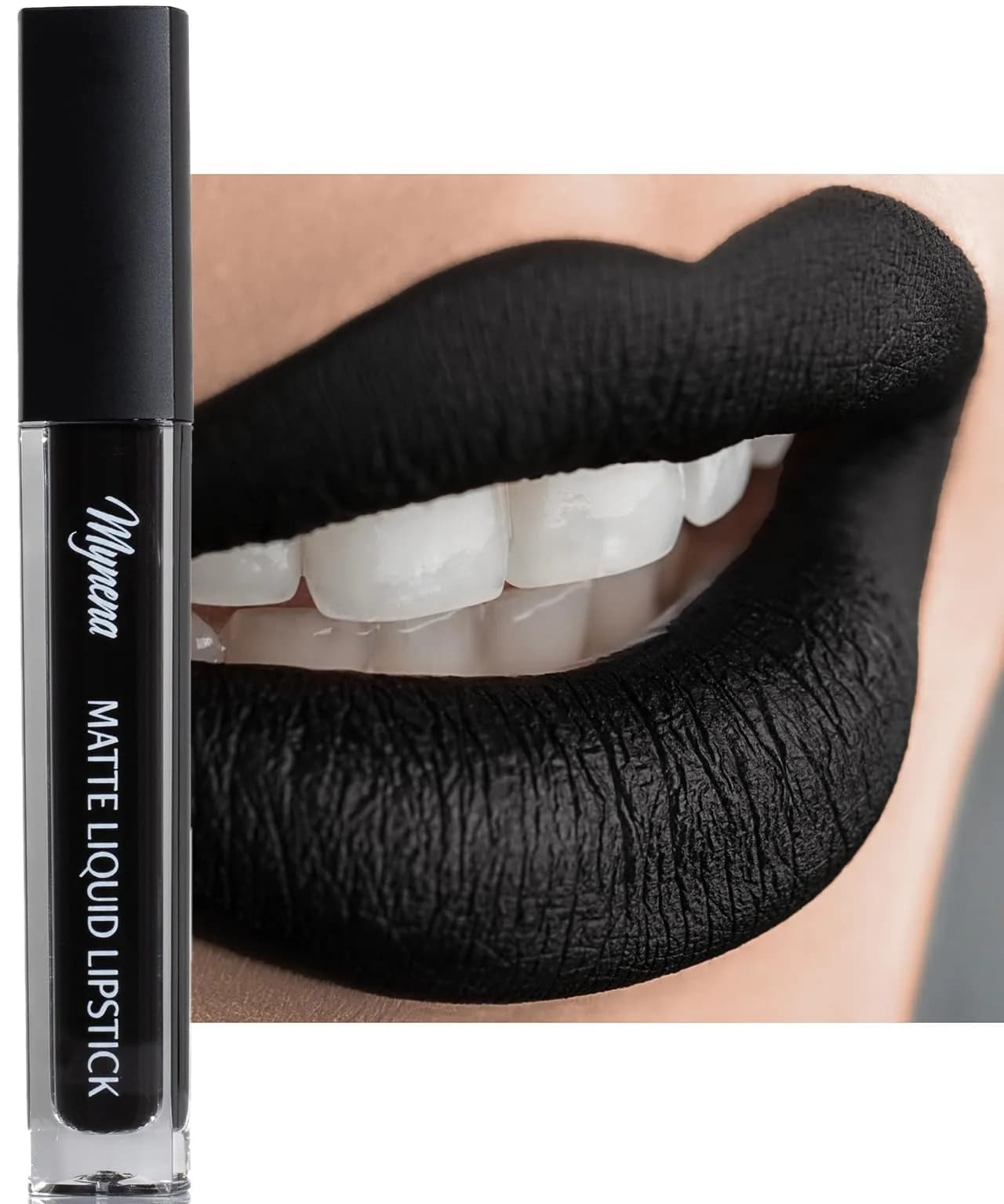 Mynena Jet Black Long Lasting Waterproof Matte Liquid Lipstick - Linda | Vegan, Transfer-Resistant, 0.22 Fl Oz — Linda