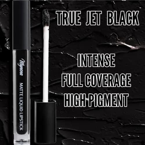 Mynena Jet Black Long Lasting Waterproof Matte Liquid Lipstick - Linda | Vegan, Transfer-Resistant, 0.22 Fl Oz thumbnail 4