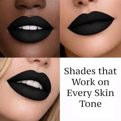 Mynena Jet Black Long Lasting Waterproof Matte Liquid Lipstick - Linda | Vegan, Transfer-Resistant, 0.22 Fl Oz thumbnail 6