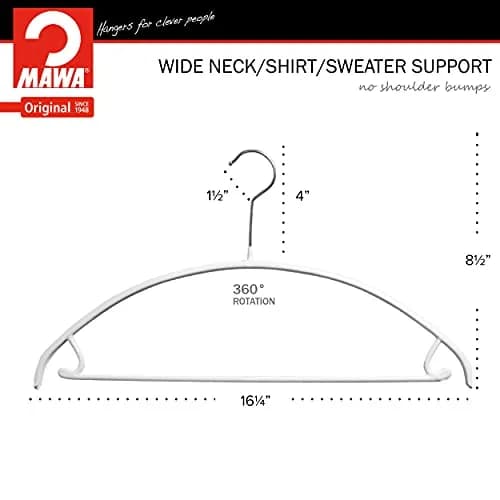 MAWA Non Slip Metal Clothing Hanger, Model 42-U, Set of 2 | Space-Saving, Anti-Slip Support for Clothes thumbnail 5