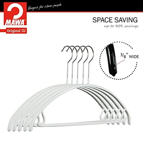 MAWA Non Slip Metal Clothing Hanger, Model 42-U, Set of 2 | Space-Saving, Anti-Slip Support for Clothes thumbnail 6
