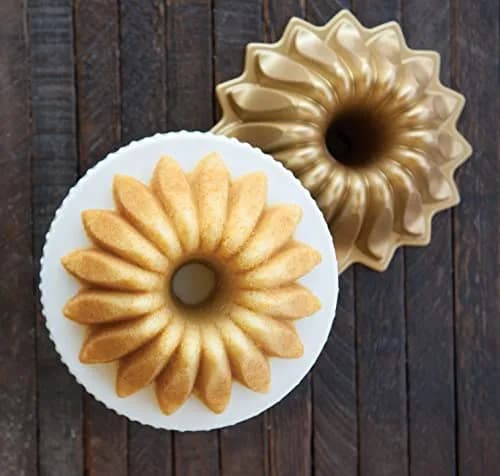 Nordic Ware Lotus Bundt Pan Gold 5 Cup | Intricate Cake Detail & Even Browning thumbnail 3