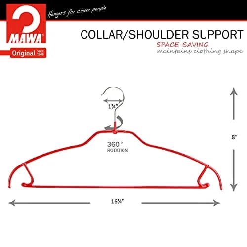 MAWA Silhouette Ultra-Thin Series Non-Slip Space Saving Shirt Hanger with Pant Bar & Skirt Hooks, Pack of 2, Red | Germany Quality thumbnail 4