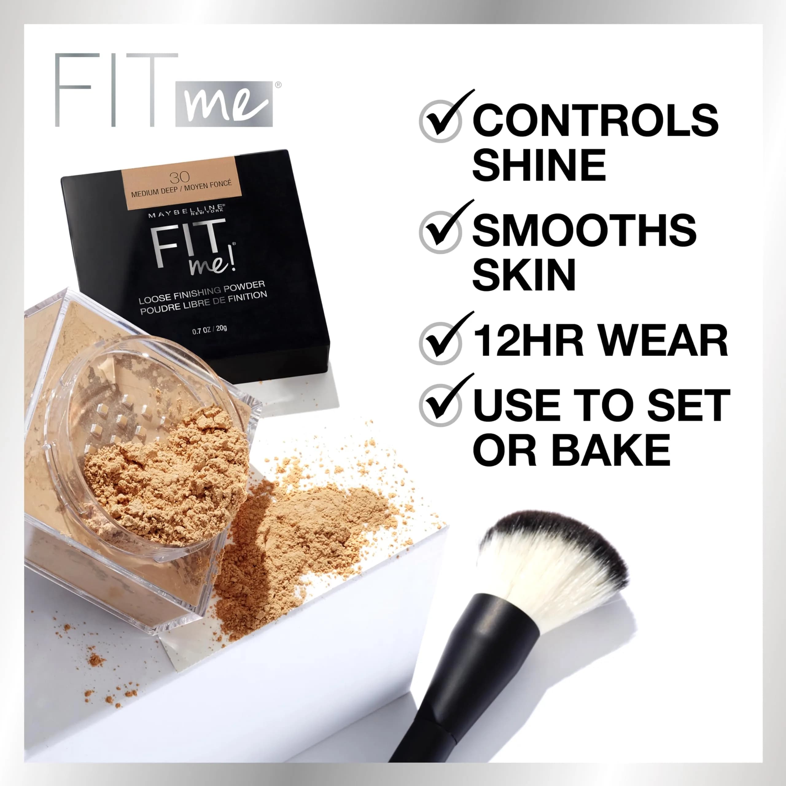 Maybelline Fit Me Loose Setting Powder Light Medium 0.7 Oz (20g) | Mineral-Based Shine Control - view 2