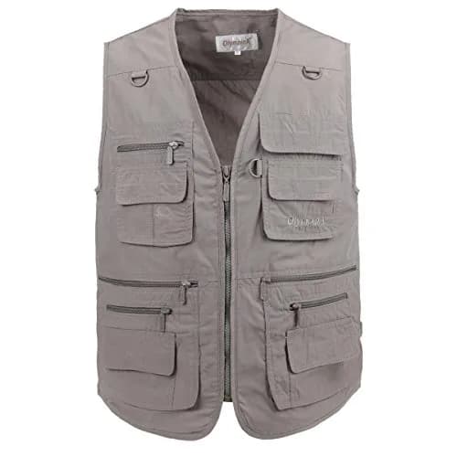LUSI MADAM Men's Poplin Outdoors Travel Sports Multi-Pockets Work Fishing Vest 3X-Large Coffee | Utility & Comfort thumbnail 1