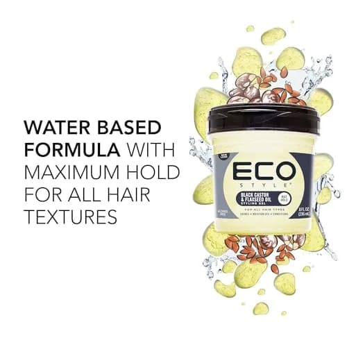 Eco Style Black Castor and Flaxseed Oil Styling Gel 236ml (8 oz) | Nourishes Hair & Promotes Healthy Scalp thumbnail 4