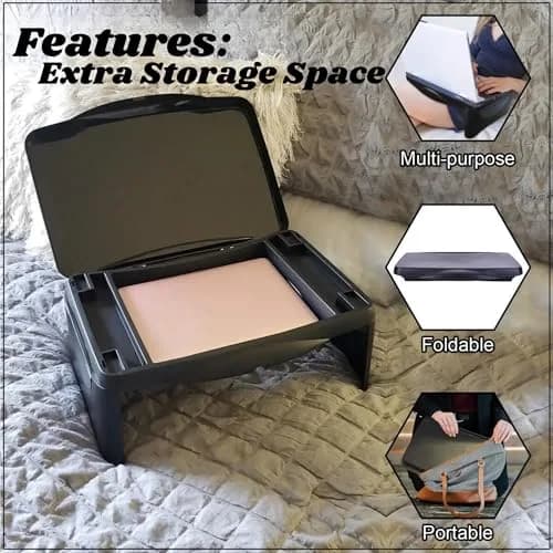 Keskov Folding Black Lap Desk with Storage 17x11 | Portable Kids & School Desk thumbnail 5