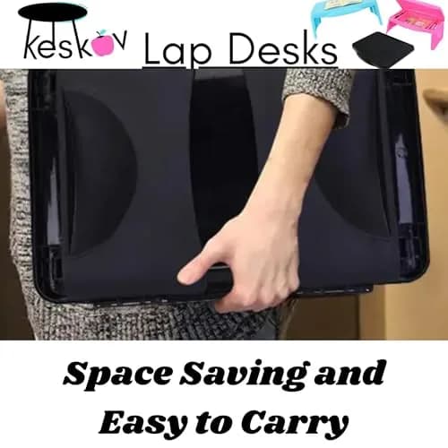 Keskov Folding Black Lap Desk with Storage 17x11 | Portable Kids & School Desk thumbnail 6