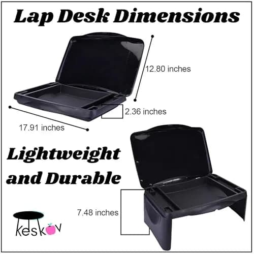 Keskov Folding Black Lap Desk with Storage 17x11 | Portable Kids & School Desk thumbnail 3