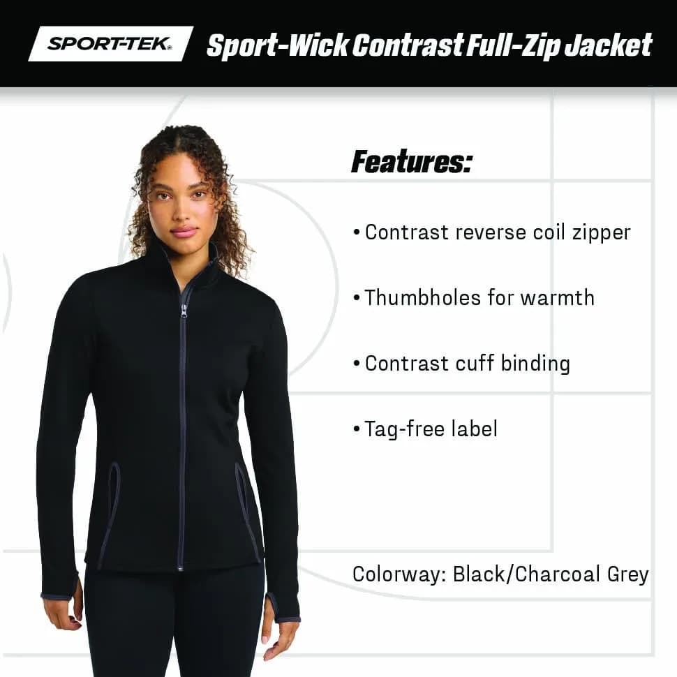 SPORT-TEK Women's Sport-Wick Stretch Contrast Full Zip Jacket | Moisture-Wicking, Lightweight, Durable (70-120 chars) thumbnail 6