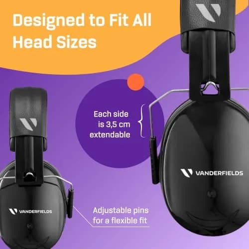 Vanderfields Noise Reduction Earmuffs 33 dB NRR | ANSI CE Certified Sound Blocking Headphones for Adults & Teens thumbnail 7
