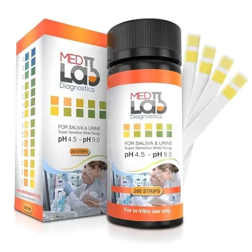 Med Lab Diagnostics 200 pH Test Strips 4.5–9.0 for Urine and Saliva Body pH Testing | Accurate Home Health Monitoring thumbnail 1