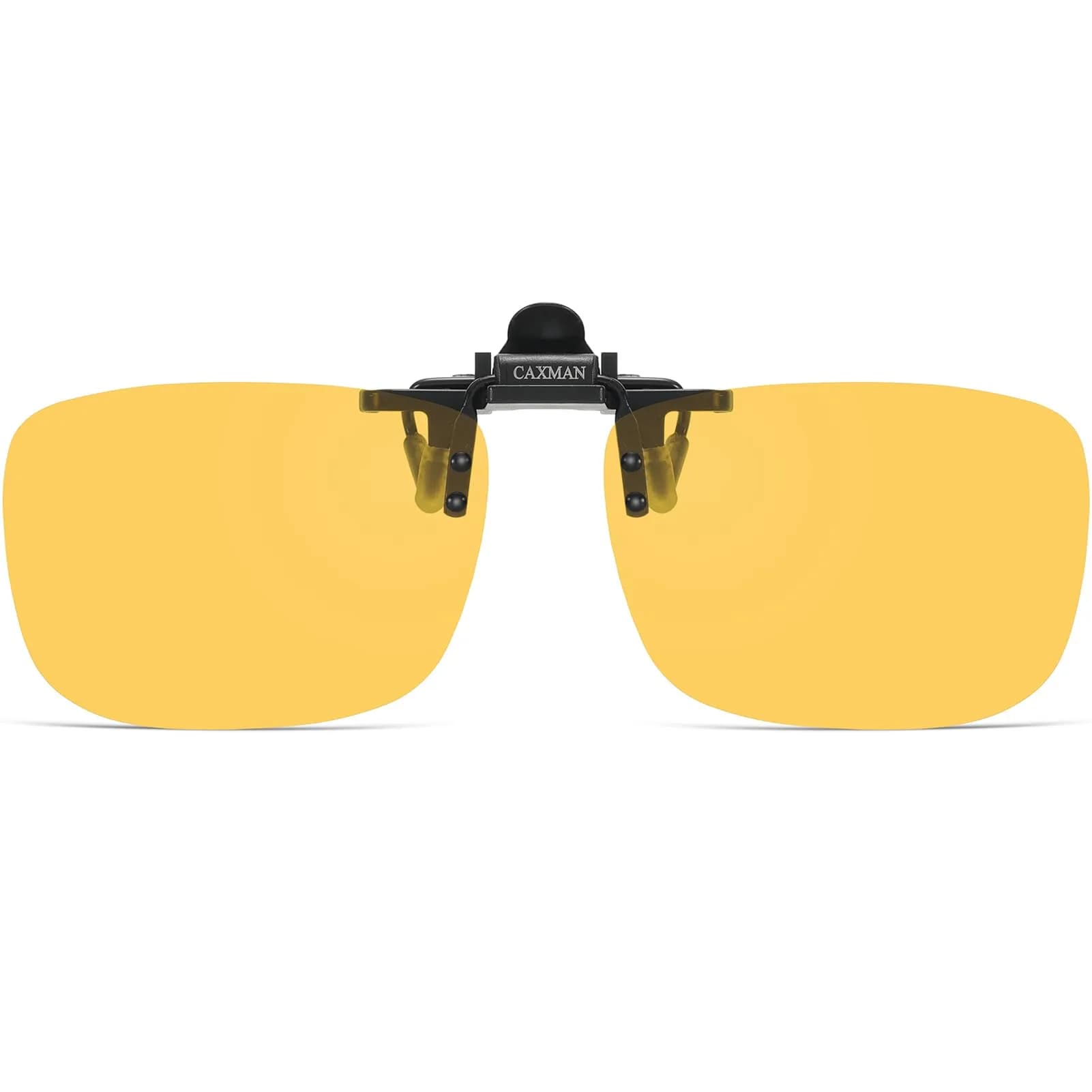 CAXMAN HD Night Vision Polarized Clip-on Flip Up Sunglasses 59x42mm | Lightweight Night Driving Yellow Lens — Yellow (Night)
