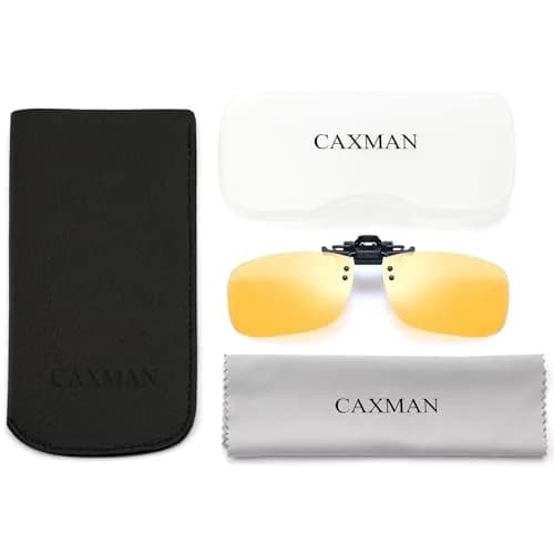 CAXMAN HD Night Vision Polarized Clip-on Flip Up Sunglasses 59x42mm | Lightweight Night Driving Yellow Lens thumbnail 6