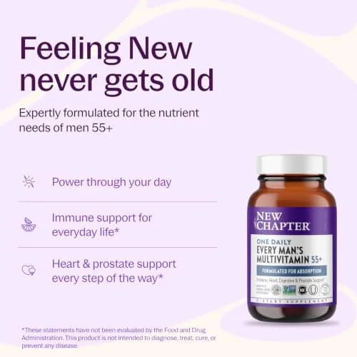 New Chapter Every Man's One Daily 55+ Multivitamin 72 Tablets | Supports Immune & Energy thumbnail 2