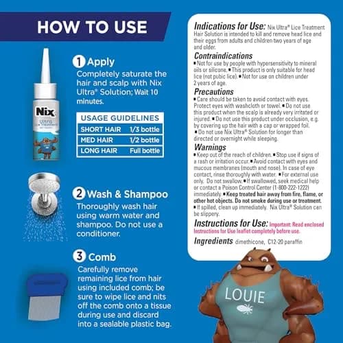 Nix Ultra Lice Treatment Kit with Home Defense Spray & Comb | 3.4 fl oz (100 ml) Hair Solution, 5 fl oz (148 ml) Home Spray thumbnail 6