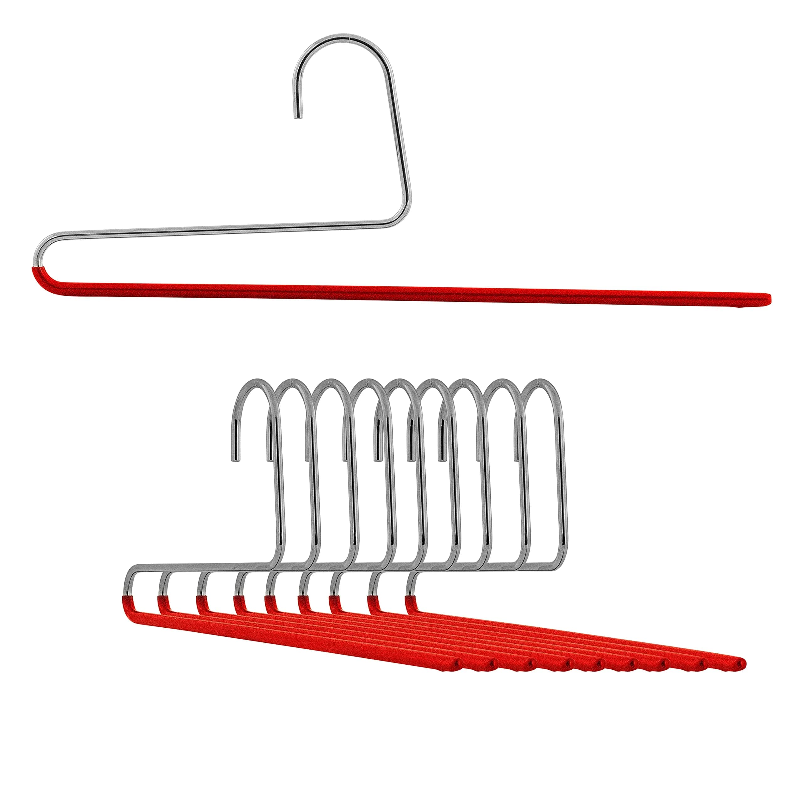 MAWA Reverse Hook Trouser Hanger Set of 10 | Space-Saving, Non-Slip, German Steel