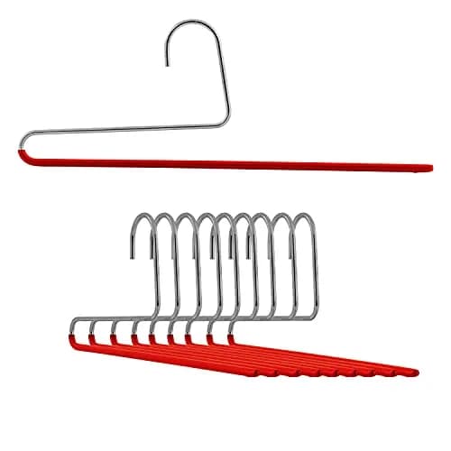 MAWA Reverse Hook Trouser Hanger Set of 10 | Space-Saving, Non-Slip, German Steel thumbnail 1