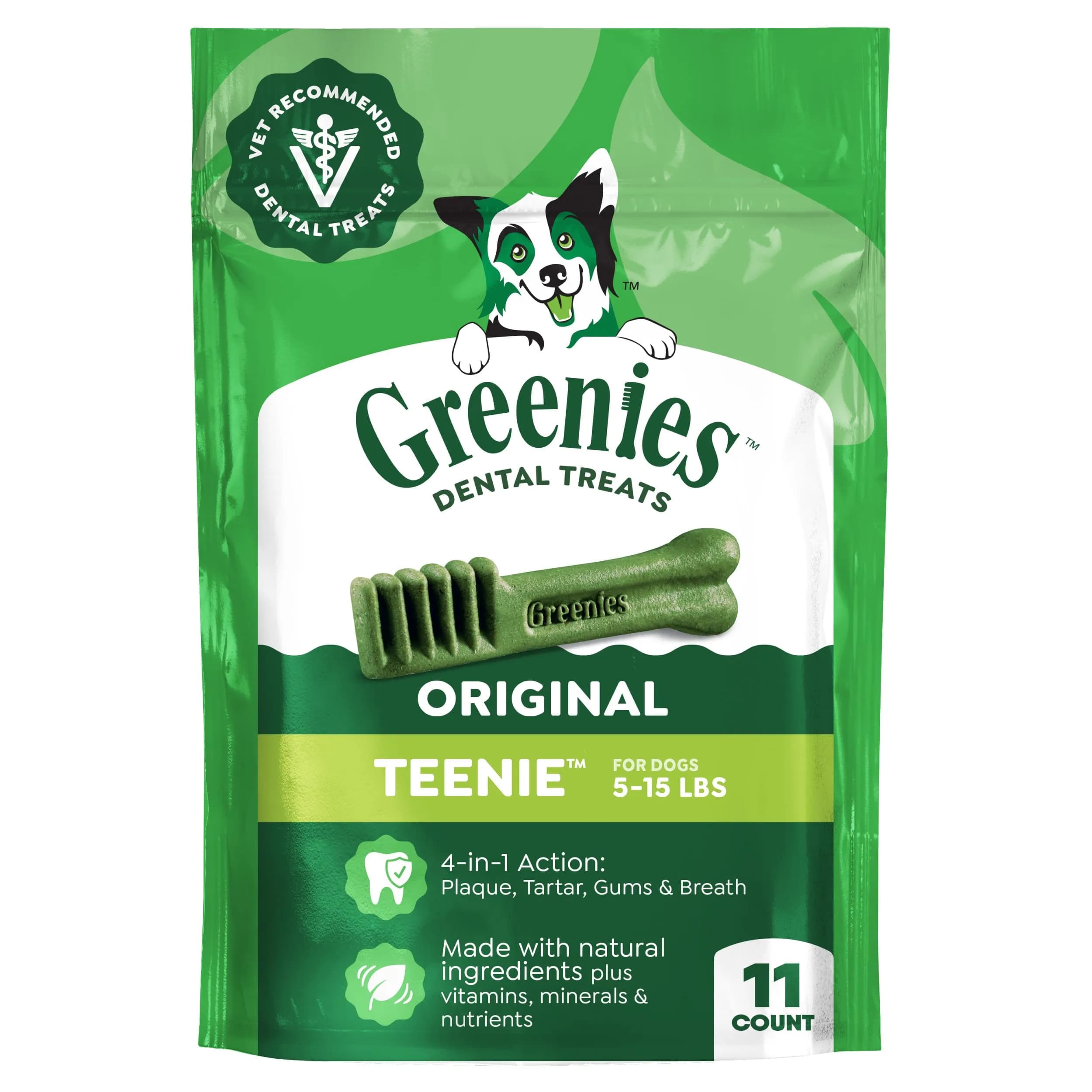 Greenies Teenie Original Natural Dental Dog Treats, Chicken, 11 Count (3 oz / 85 g) | Vet-Recommended Oral Care for Small Dogs - main product image