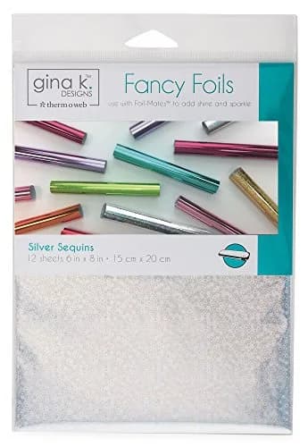 Gina K Designs Fancy Foils Silver Sequins 6" x 8" Sheets (12 Count) | Toner-Reactive & Textile Foil for Instant Shine thumbnail 1
