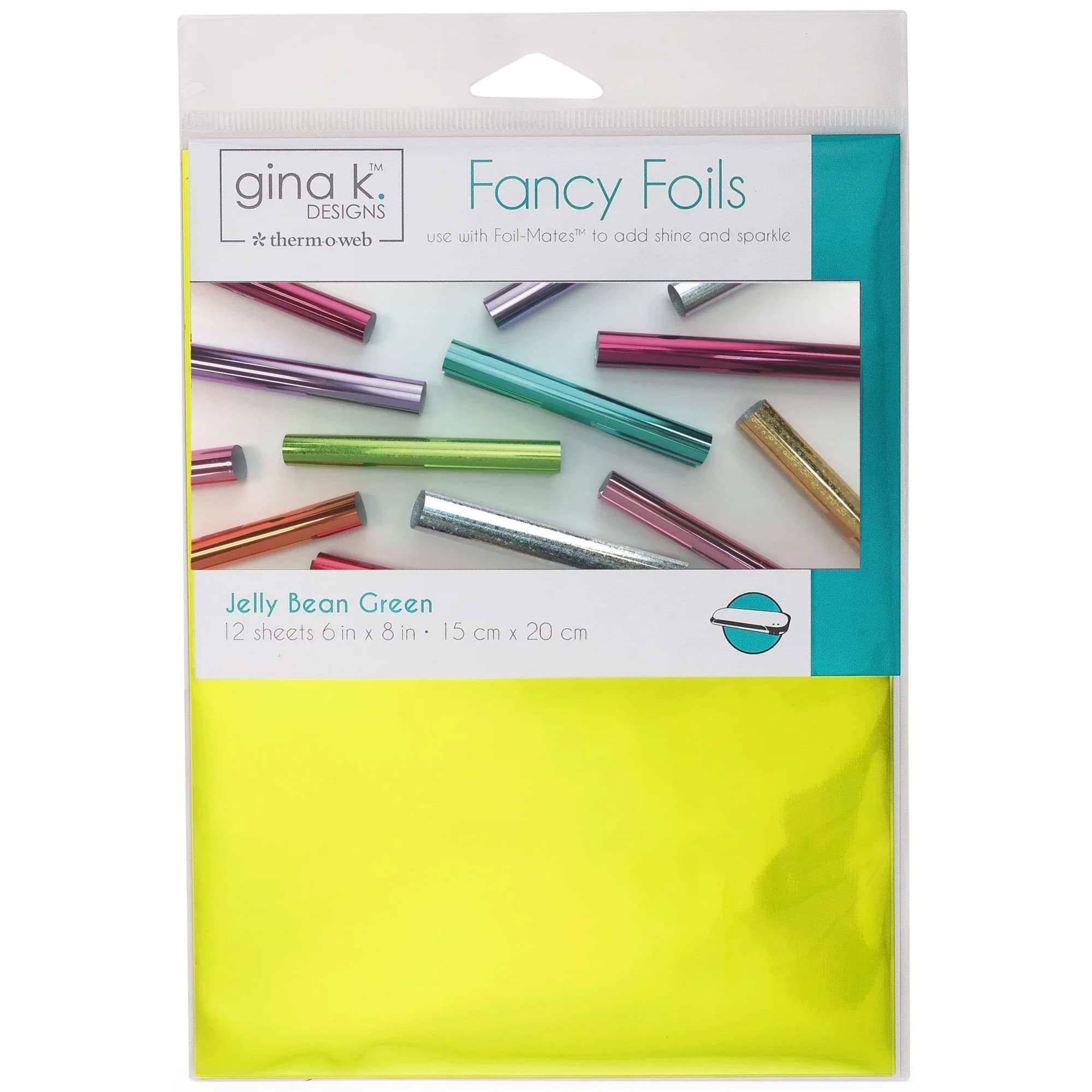 Gina K Designs Fancy Foils 6" x 8" Jelly Bean Green 12 Count | USA Imported Craft Foil - main product image