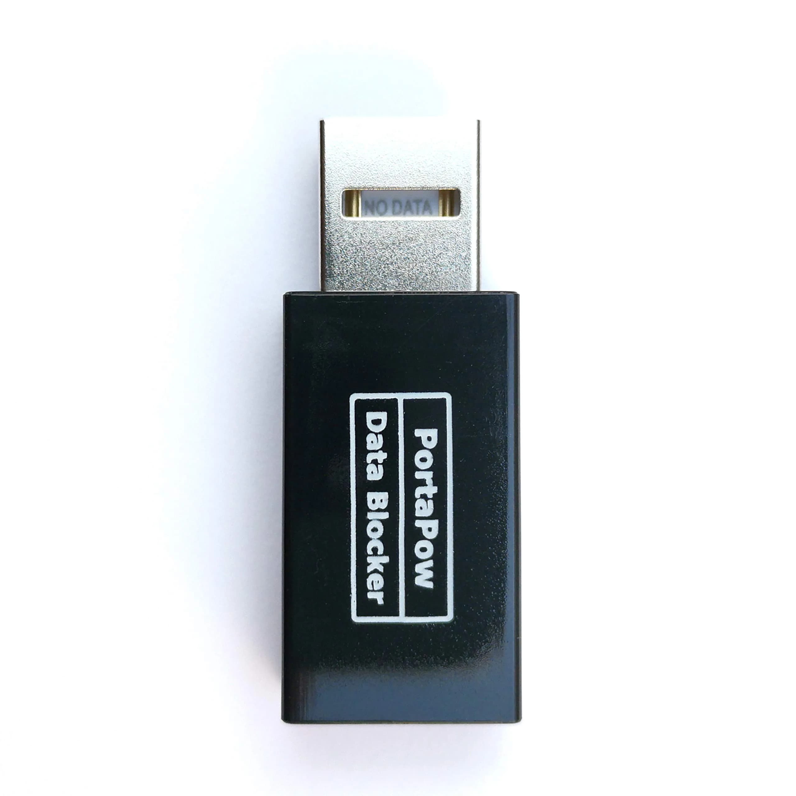 PortaPow USB Data Blocker - Transparent 2-Pack | Protects Against Juice Jacking — Black / 1