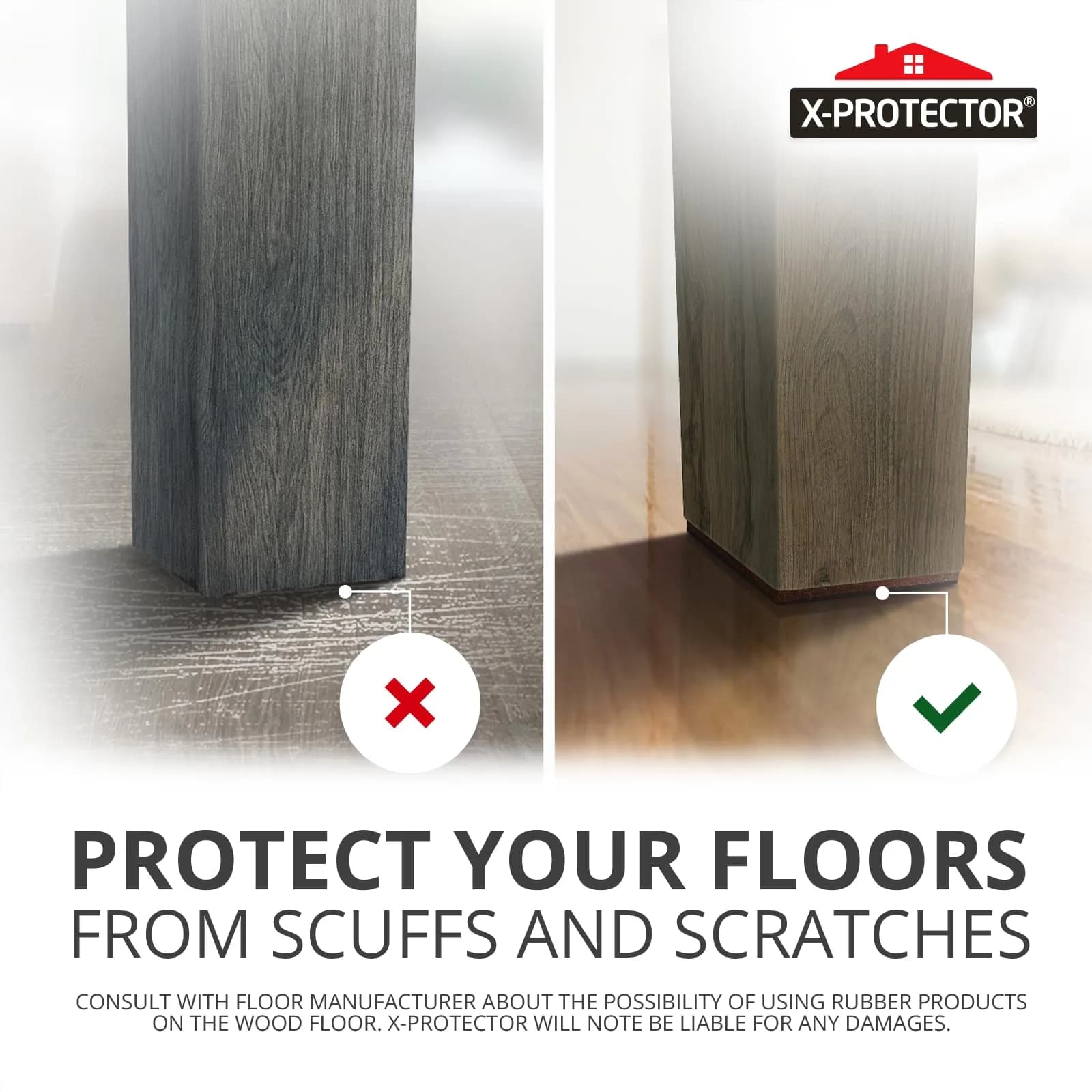 X-Protector Non Slip Furniture Pads – 12 Premium Grippers 7.6cm (3") | Protects Floors from Scratches & Sliding - view 5