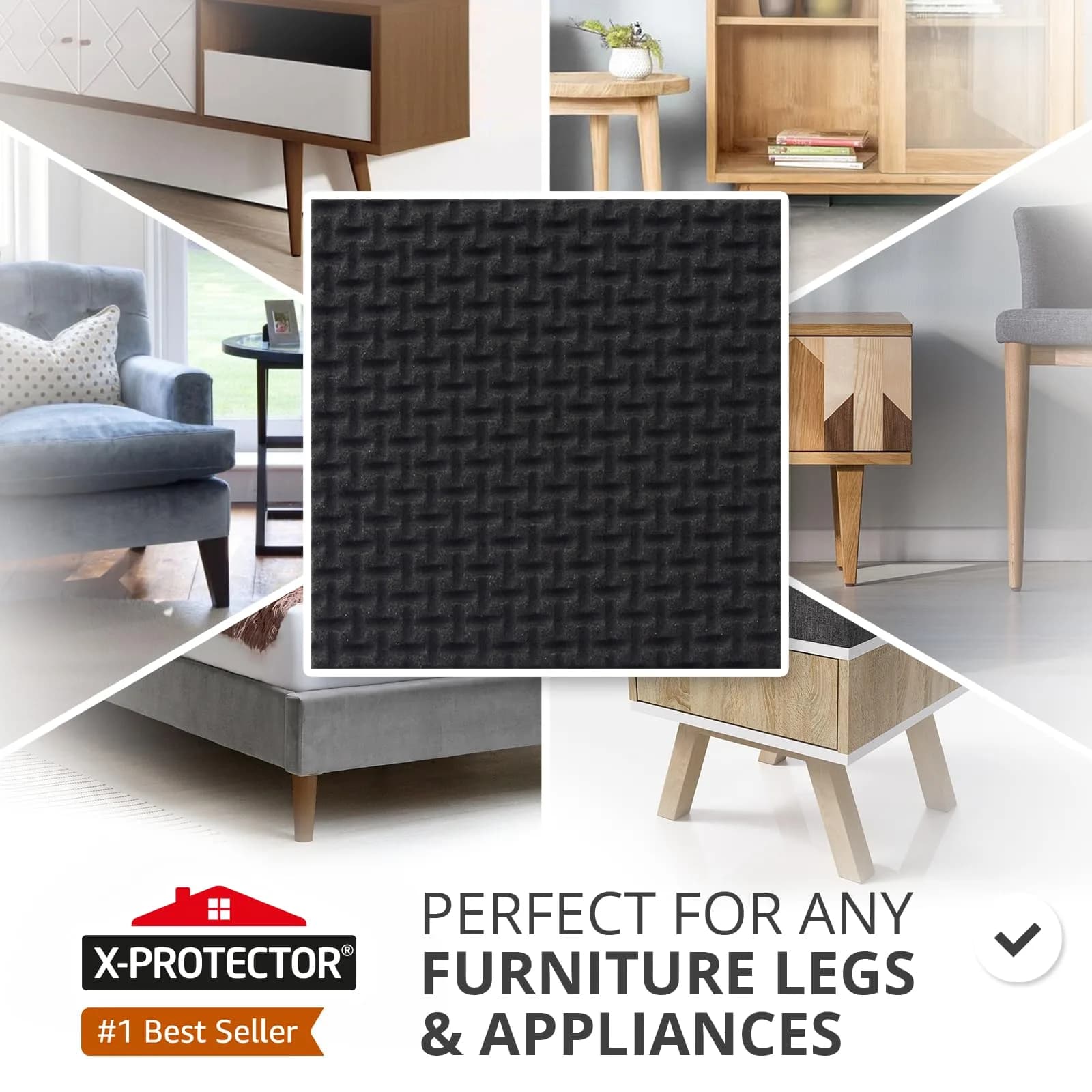 X-Protector Non Slip Furniture Pads – 12 Premium Grippers 7.6cm (3") | Protects Floors from Scratches & Sliding - view 2