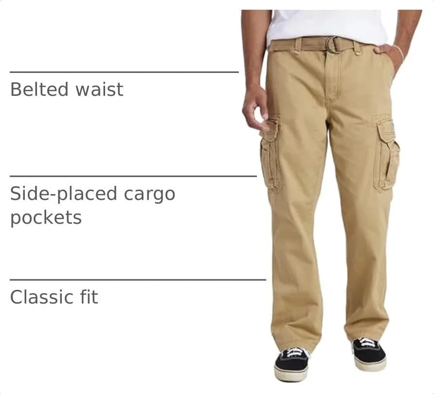 UNIONBAY Cargo Pants for Men - Relaxed Fit, Mid Rise, 48W x 32L, Rye | Casual Military Style thumbnail 4