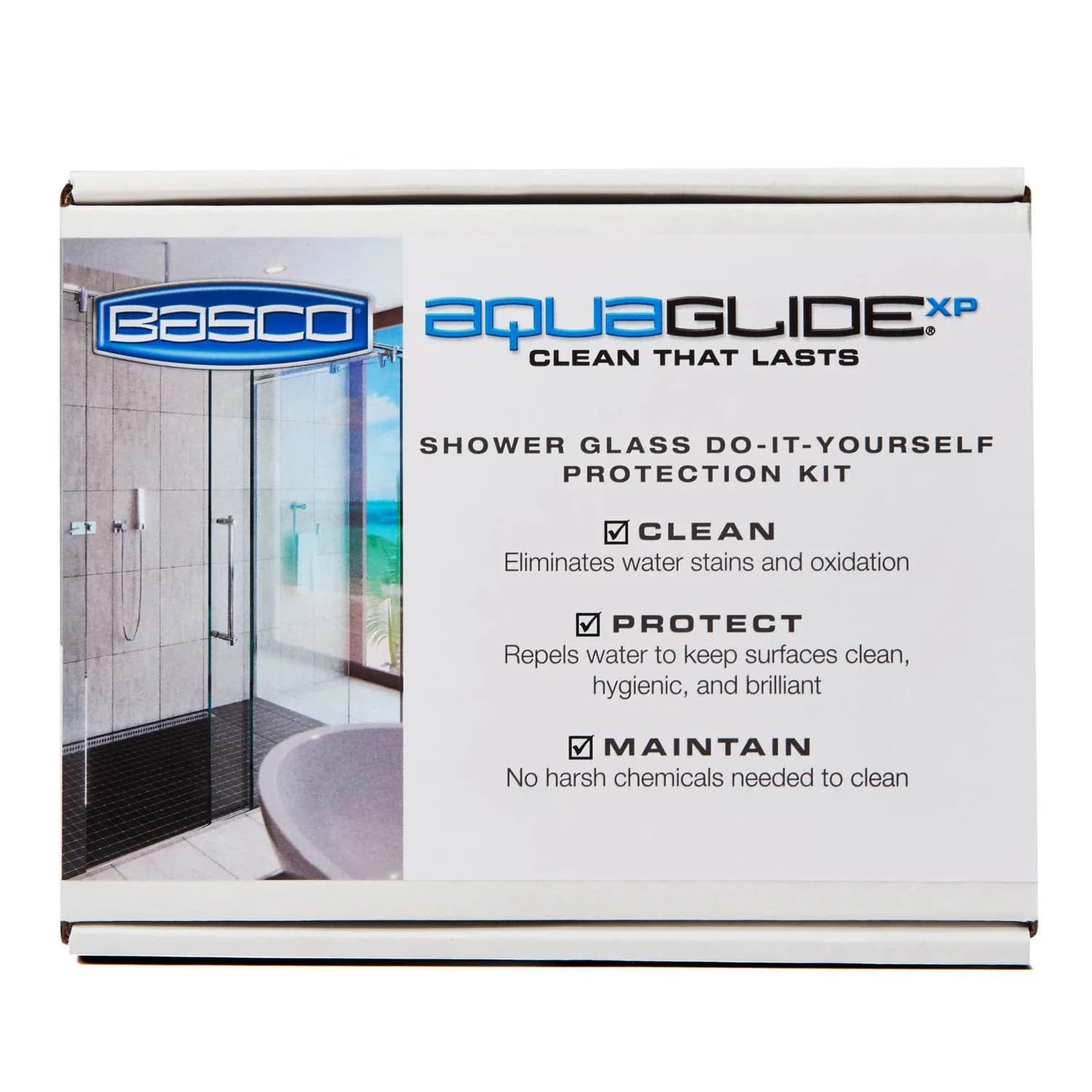 Basco AquaGlideXP Shower Door Glass Water Repellent Kit | Glass Protection, Easy Maintenance, 150-200 sq ft