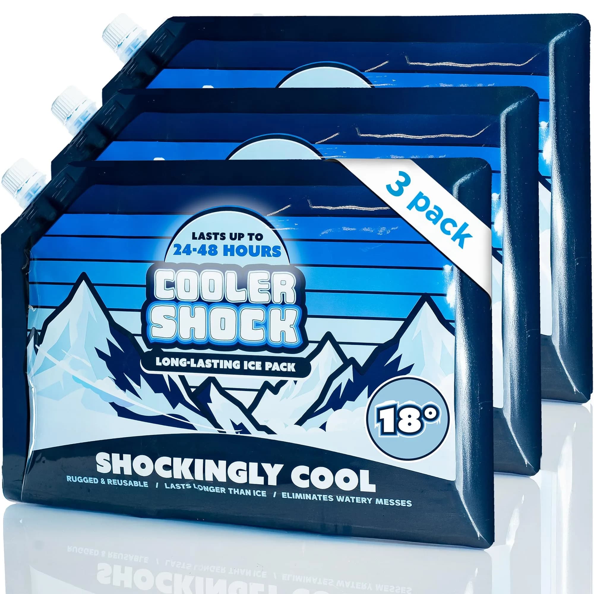 Cooler Shock Reusable Ice Packs 14"x10" | Long Lasting Freezer Packs for Camping & Fishing
