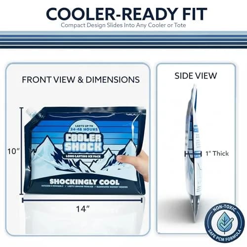 Cooler Shock Reusable Ice Packs 14"x10" | Long Lasting Freezer Packs for Camping & Fishing thumbnail 3