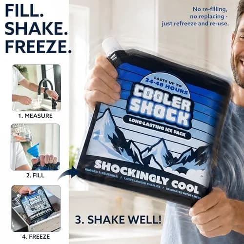 Cooler Shock Reusable Ice Packs 14"x10" | Long Lasting Freezer Packs for Camping & Fishing thumbnail 4