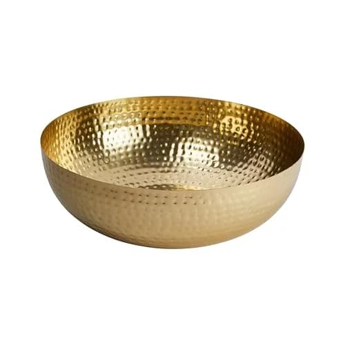 Creative Co-Op Hammered Metal Bowl, Gold Finish, 35.5cm (14 inch) | Decorative Home Accent — Gold Finish