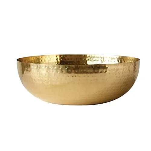 Creative Co-Op Hammered Metal Bowl, Gold Finish, 35.5cm (14 inch) | Decorative Home Accent thumbnail 7