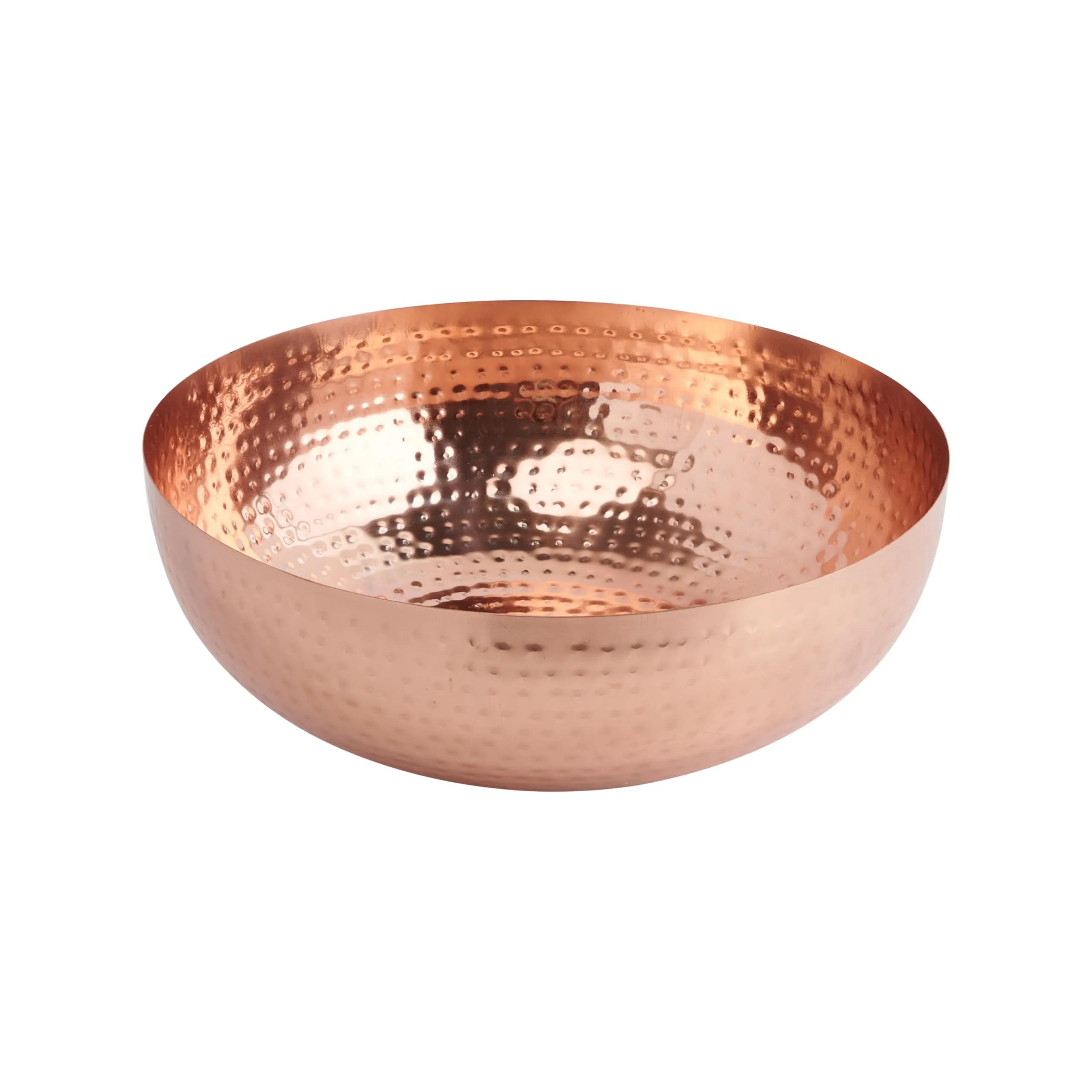 Creative Co-Op Round Hammered Metal Bowl, Copper Finish 3.01 lb (1.36 kg) | Hand-Hammered Texture & Food-Safe Iron - main product image