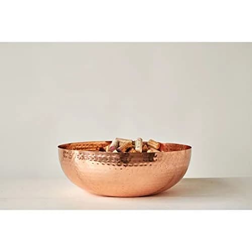 Creative Co-Op Round Hammered Metal Bowl, Copper Finish 3.01 lb (1.36 kg) | Hand-Hammered Texture & Food-Safe Iron thumbnail 6