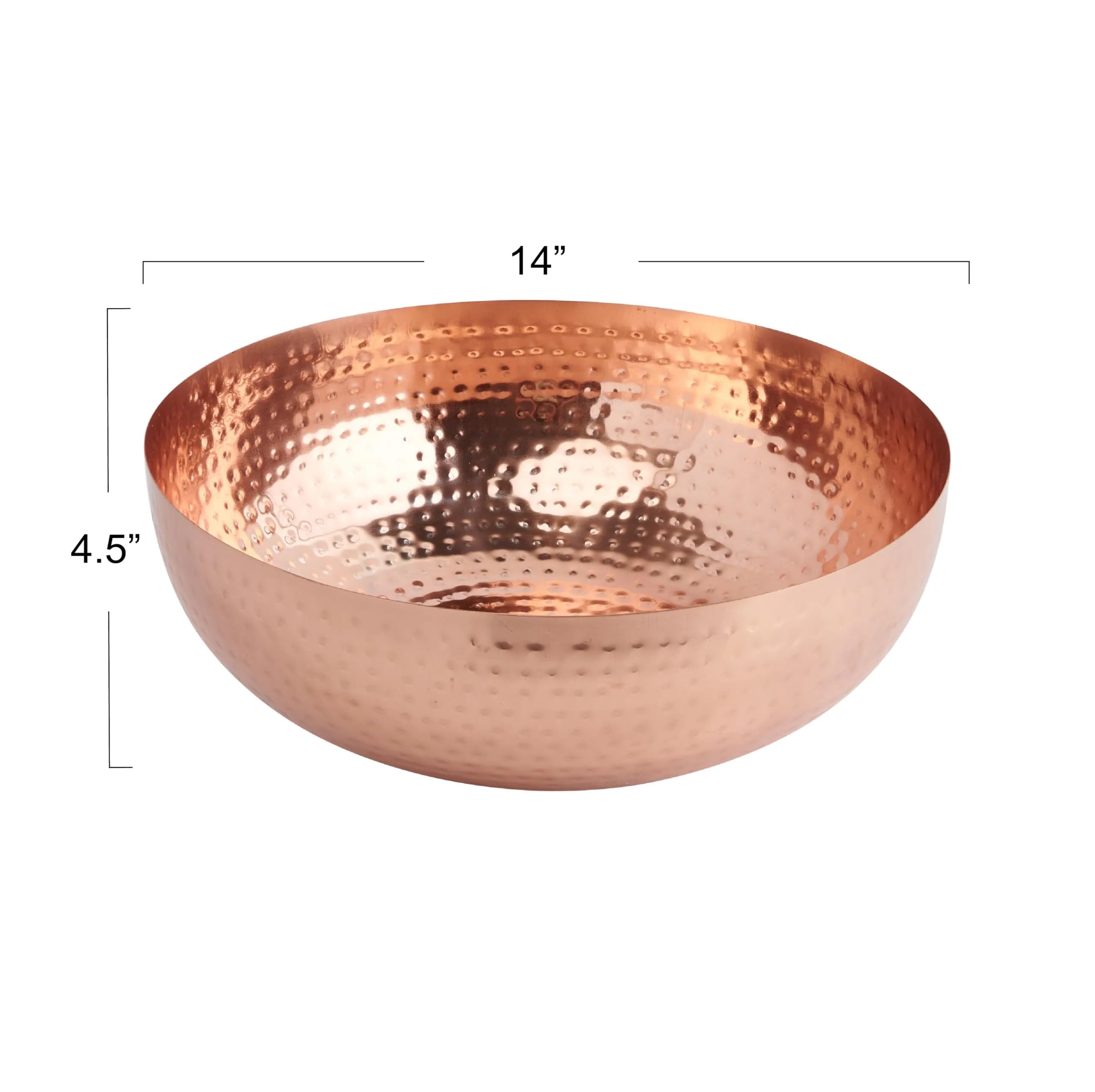 Creative Co-Op Round Hammered Metal Bowl, Copper Finish 3.01 lb (1.36 kg) | Hand-Hammered Texture & Food-Safe Iron - view 2