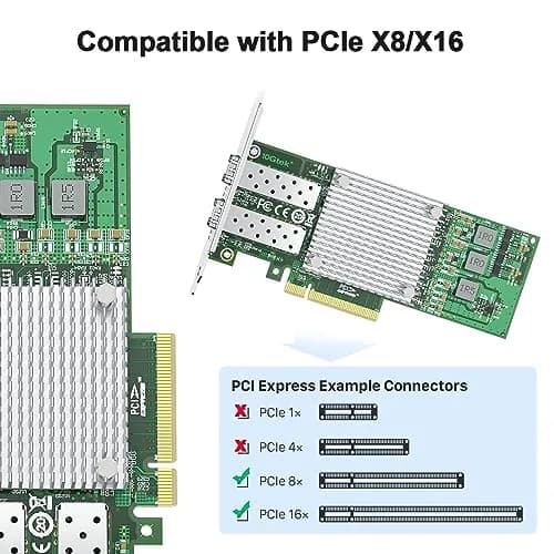 10Gtek 10Gb PCIe NIC Network Card with Broadcom BCM57810S, Dual SFP+ Port, 127g (4.5oz) thumbnail 2