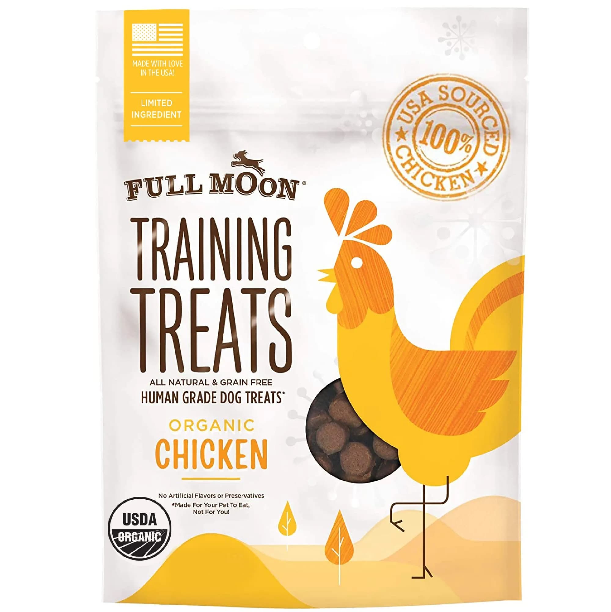 Full Moon USDA Organic Chicken Training Treats 175 Treats (181g/6oz) | Human-Grade, All Natural Dog Snacks - main product image