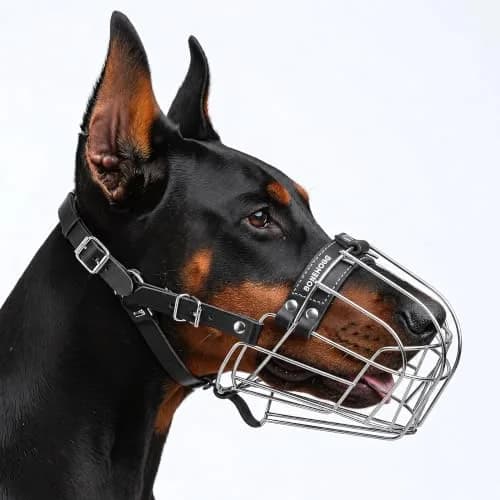BRONZEDOG Wire Basket Dog Muzzle for Large Dogs | Adjustable Leather & Steel Snout Fit thumbnail 1