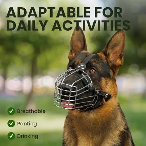 BRONZEDOG Wire Basket Dog Muzzle for Large Dogs | Adjustable Leather & Steel Snout Fit thumbnail 6