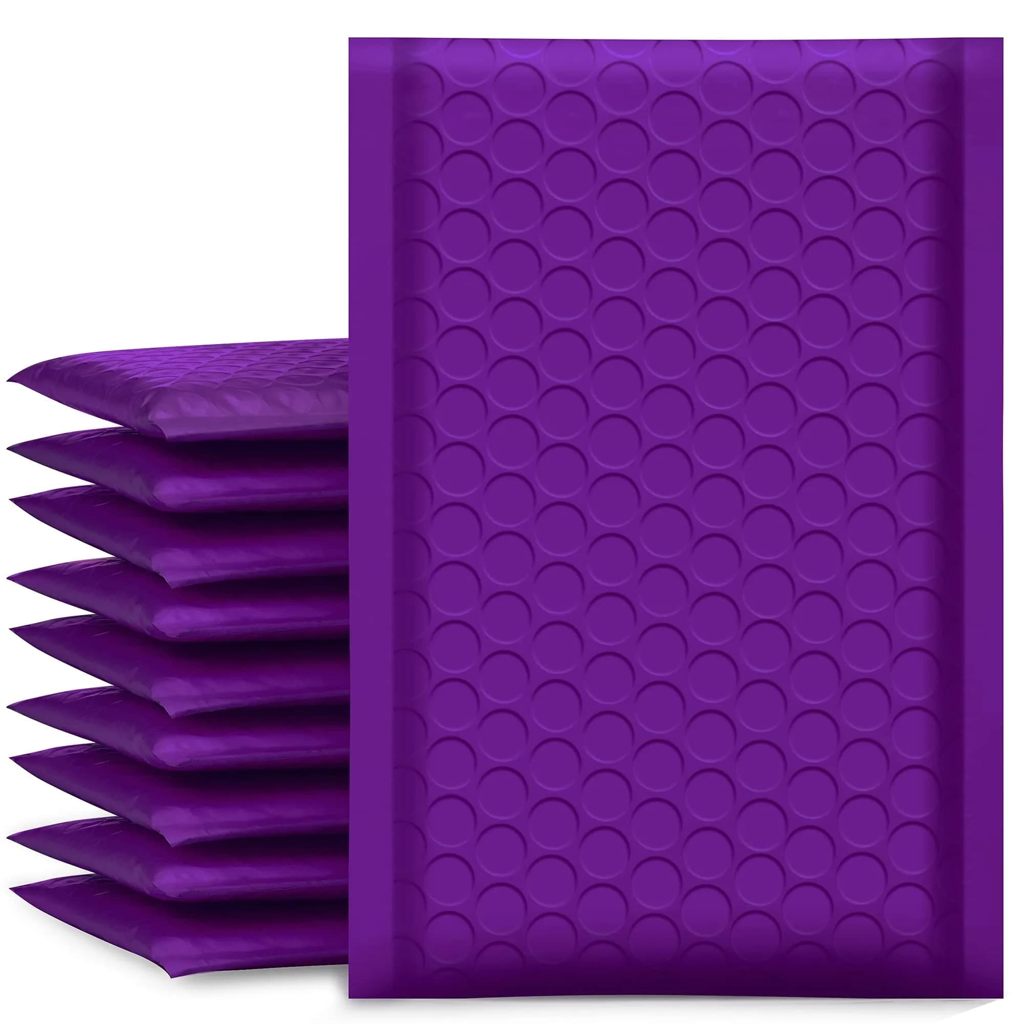 UCGOU Purple Bubble Mailers 50 Pack 10.16cm x 20.32cm (4"x8") | Opaque, Self-Seal, Padded Envelopes for Secure Shipping — Purple