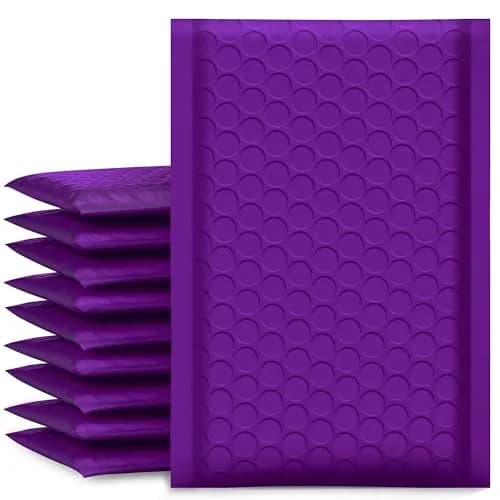 UCGOU Purple Bubble Mailers 50 Pack 10.16cm x 20.32cm (4"x8") | Opaque, Self-Seal, Padded Envelopes for Secure Shipping thumbnail 1