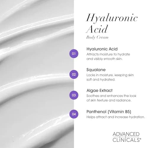 Advanced Clinicals Hyaluronic Acid Body Cream 473ml (16oz) | Hydrates & Plumps Dry Skin thumbnail 5