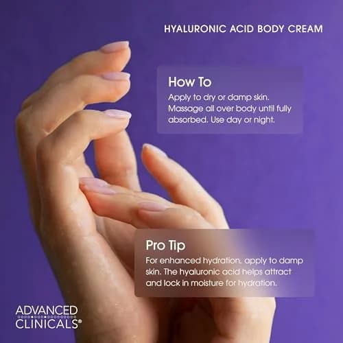 Advanced Clinicals Hyaluronic Acid Body Cream 473ml (16oz) | Hydrates & Plumps Dry Skin thumbnail 7