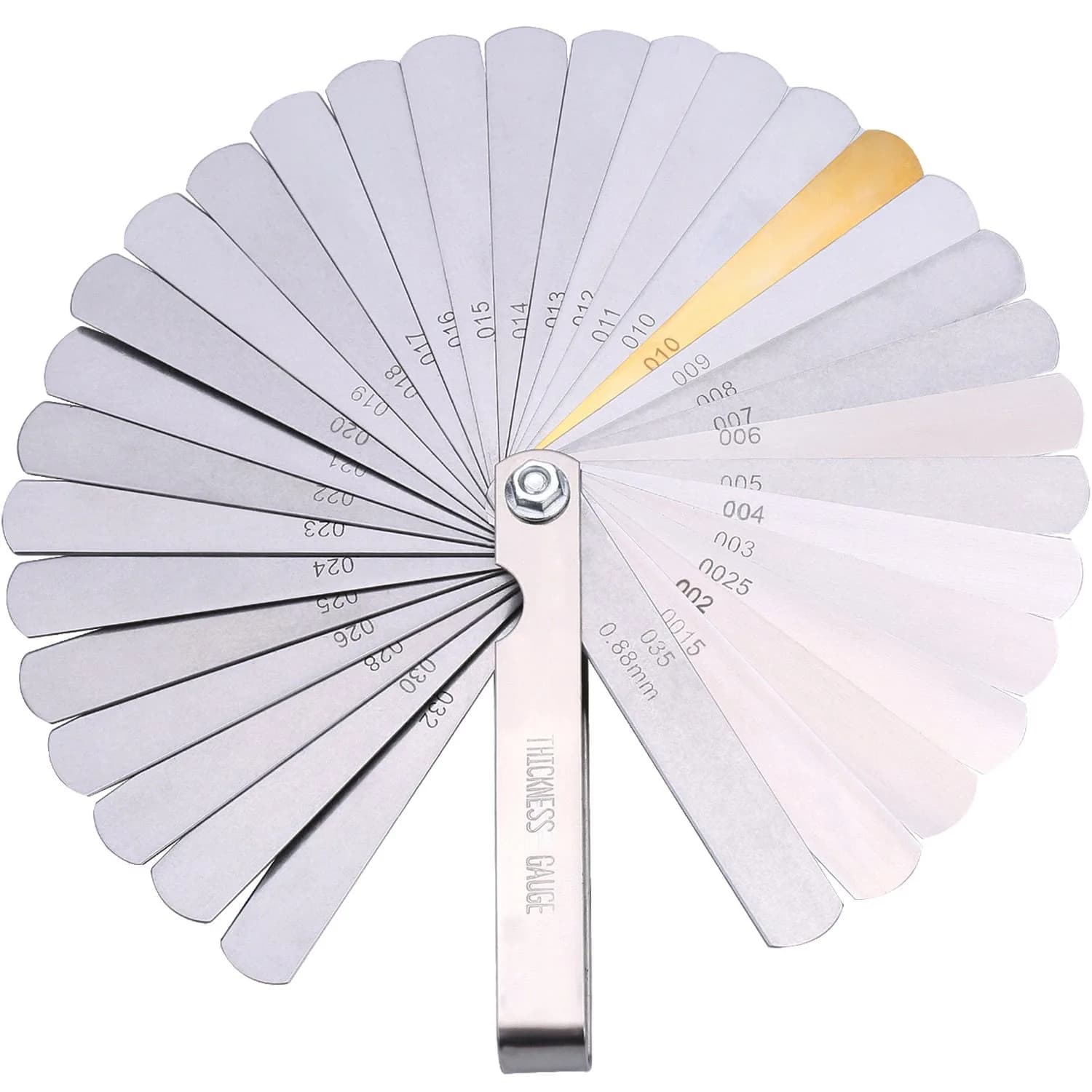 Hotop Feeler Gauges Imperial Measuring Tool Stainless Steel | 32 Blades Dual Marked Metric & Imperial — 0.04 - 0.88 mm