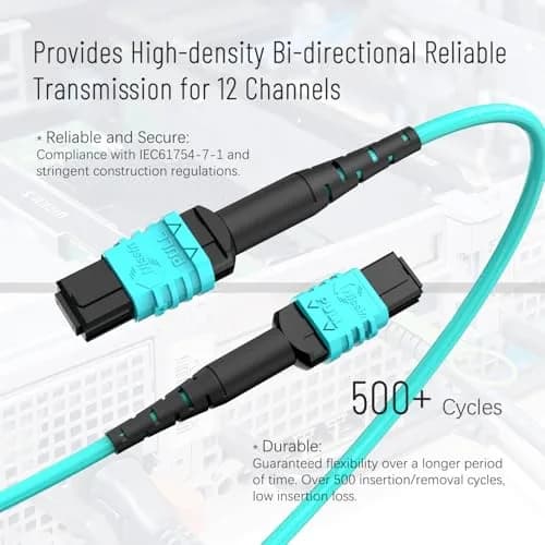 Karono 10 ft MPO/MTP to MPO Fiber Patch Cable OM3 LSZH | High-Speed 8F Multi-mode thumbnail 3