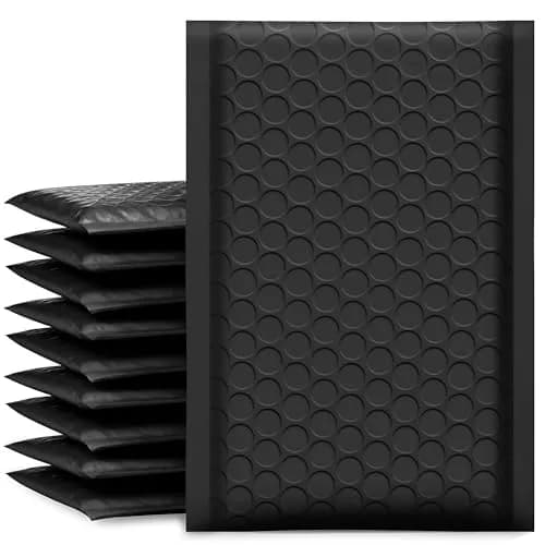UCGOU Black Bubble Mailers 50 Pack, 10.16cm x 20.32cm (4"x8") | Opaque Padded Envelopes for Secure Shipping thumbnail 1