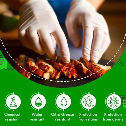Green Direct Disposable Latex Gloves for Food Prep, Cleaning | Powder Free, Medium, Small, Large, 100 Count (X-Large) thumbnail 6